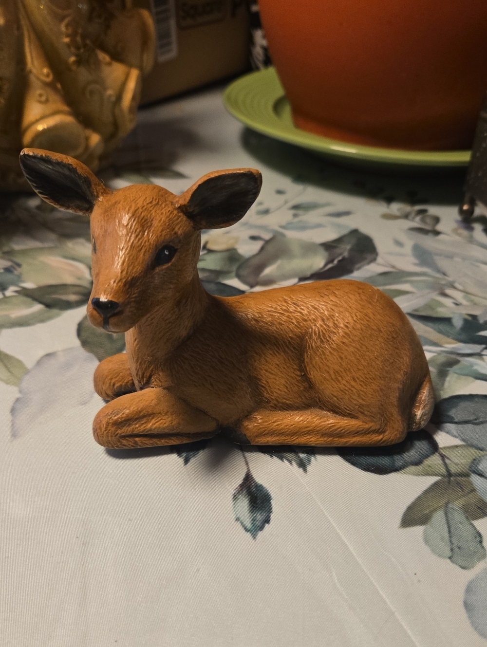 Brown Ceramic Fawn Figurine